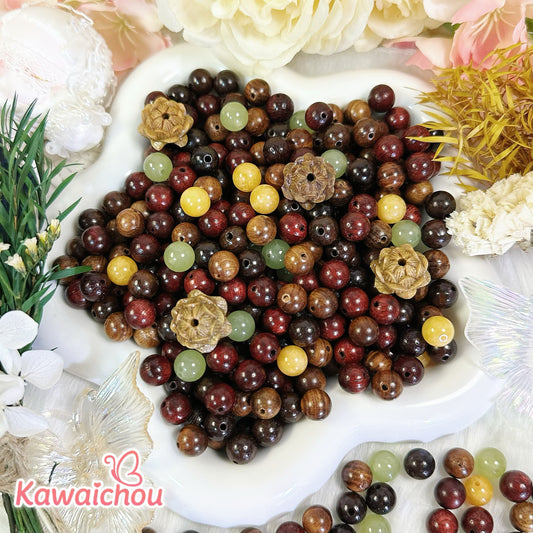 [TZ-37] 木漏れの調べ・8mm・木製ビーズ・高品質カルセドニー・💖大人気