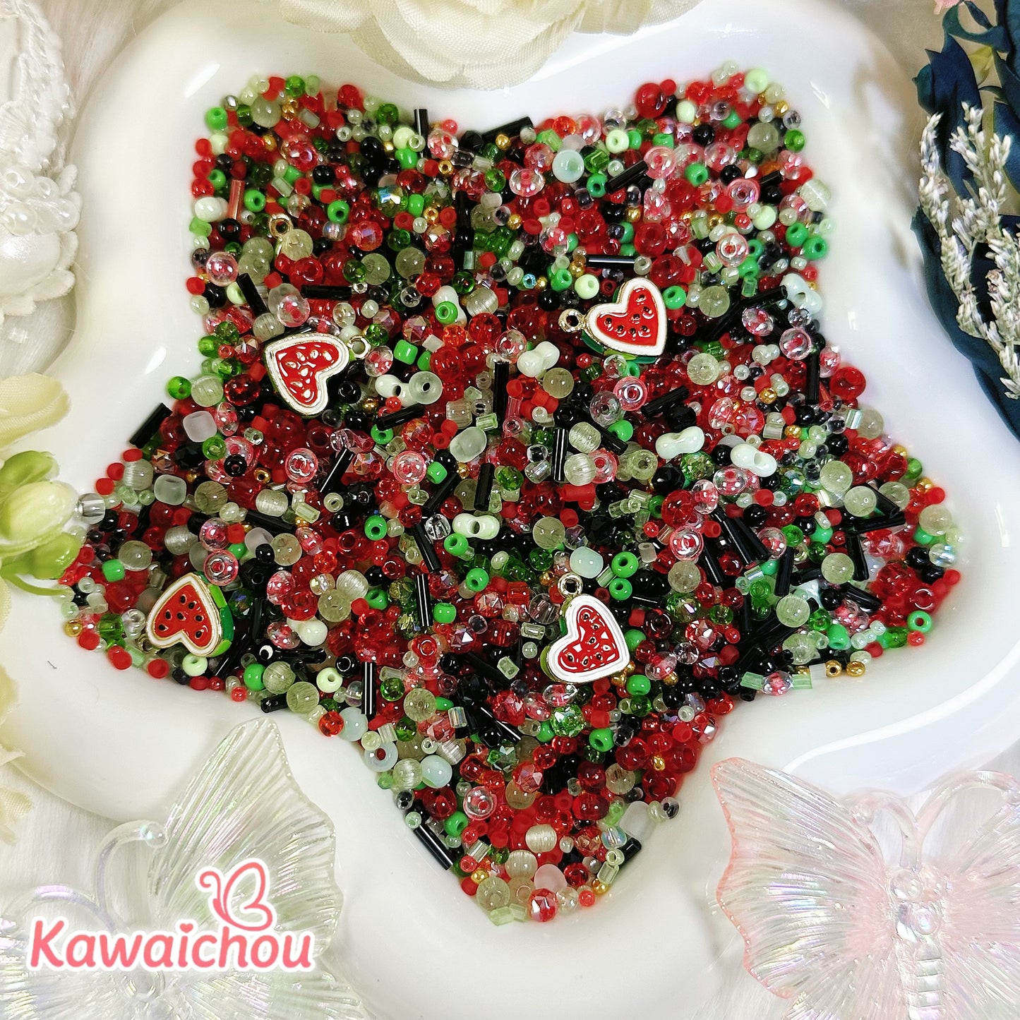 [TZ-43] 朱玉・🩵 シードビーズ・2/3/4mm