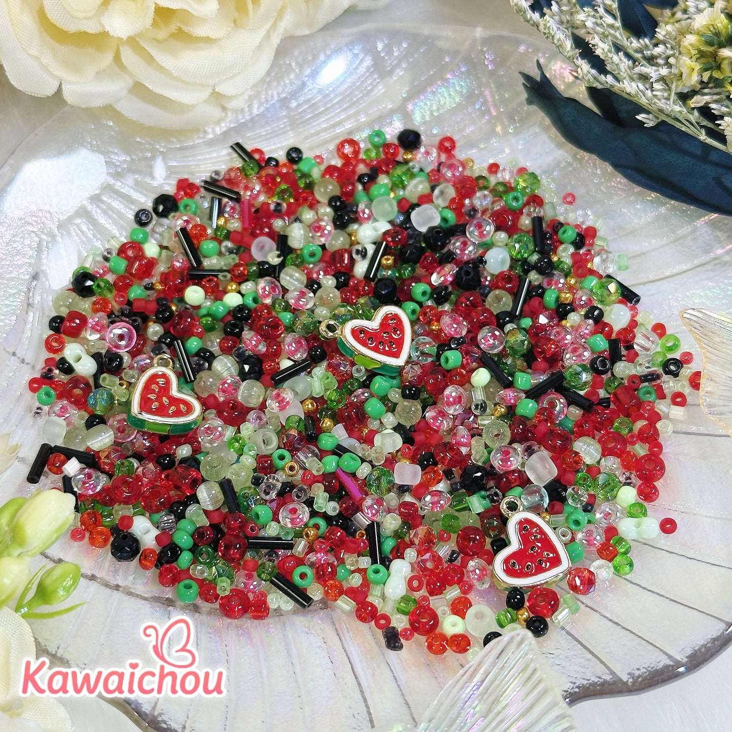 [TZ-43] 朱玉・🩵 シードビーズ・2/3/4mm