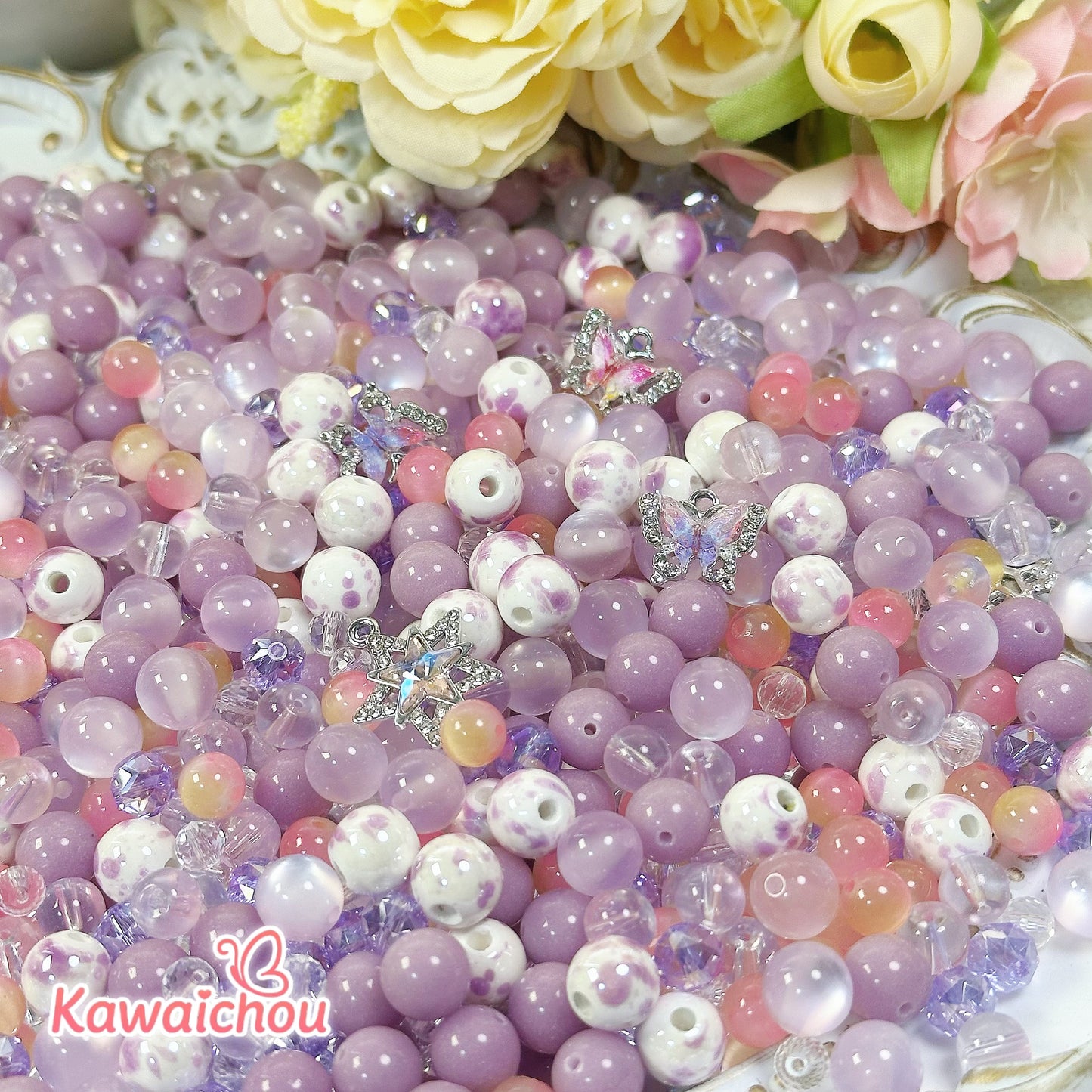 [TZ-10] ラベンダーの丘・夜光・ 高品質陶器・キャッツアイ・8/10mm ・ 💖大人気