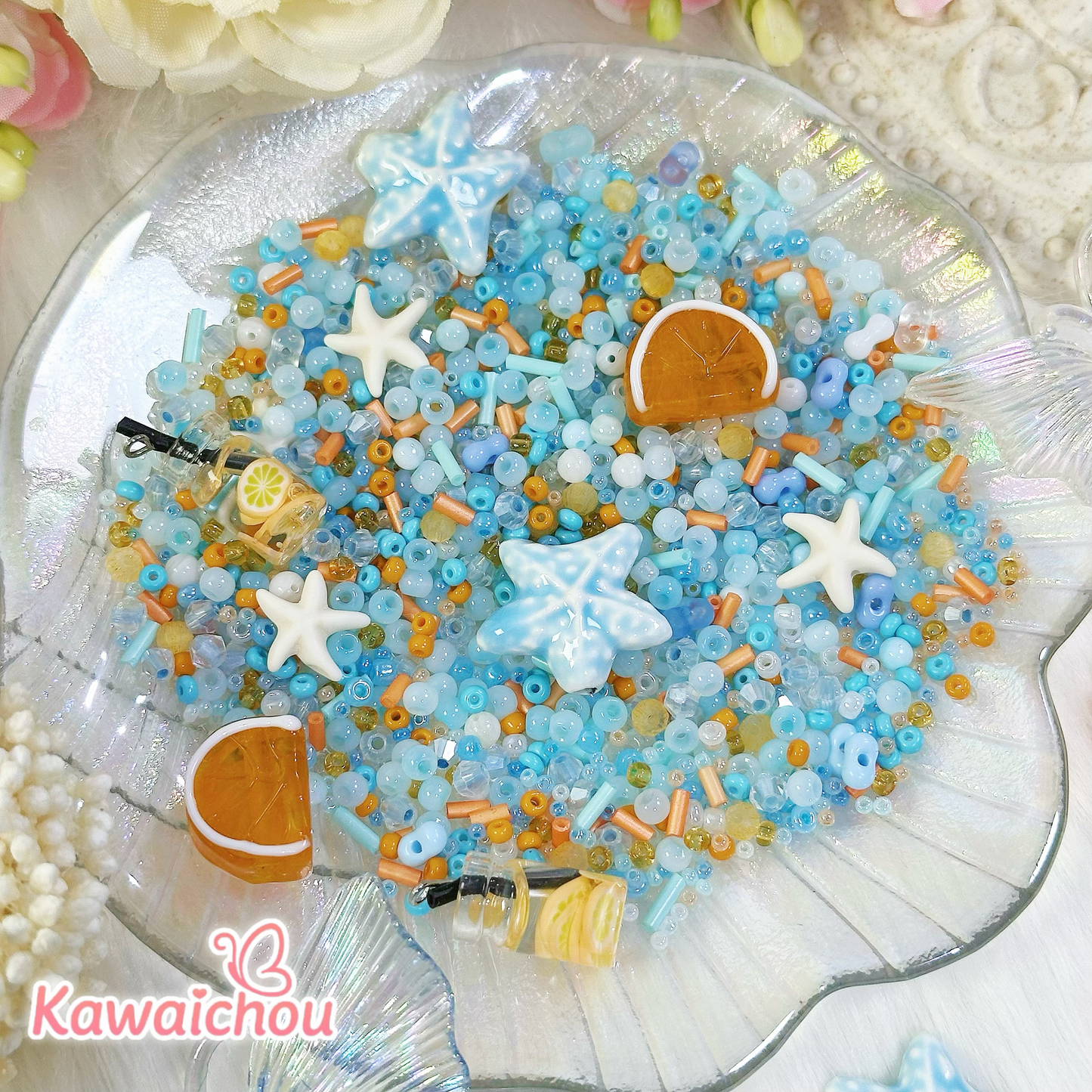 [TZ-30] ソルティオレンジ・2/3/4mm・シードビーズ・シェルビーズ・陶器・トルコ石