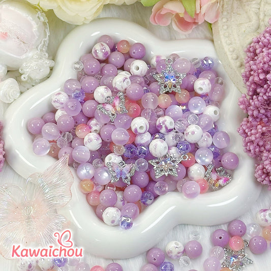[TZ-10] ラベンダーの丘・夜光・ 高品質陶器・キャッツアイ・8/10mm ・ 💖大人気